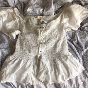 White Corset Ribbed Top